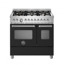 BERTAZZONI MAS96L2ENET Κουζίνα Ηλεκτρική με 2 Φούρνους και Εστίες Αερίου 90cm Μαύρο